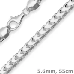 5,6mm Fuchsschwanzkette Silberkette Collier Halskette aus 925 Silber 55cm