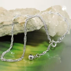 2mm Fußkette Fußschmuck Singapurkette aus 925 Silber diamantiert 27cm