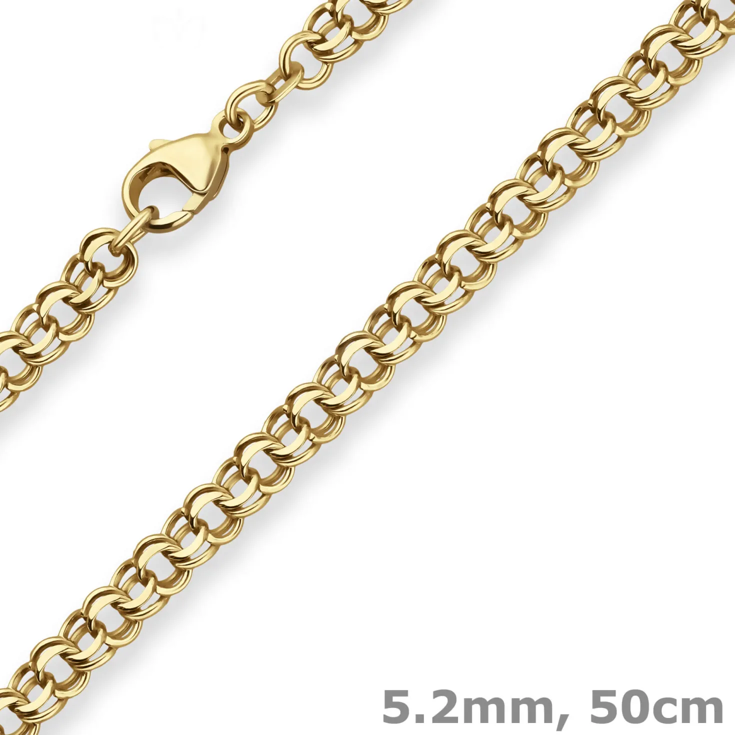 5,2mm Garibaldikette Goldkette Collier Halskette aus 333 Gold Gelbgold 50cm
