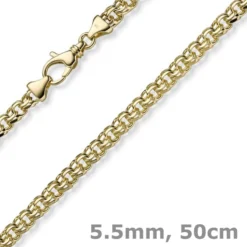 5,5mm Garibaldi Kette Halskette aus 585 Gold Gelbgold massiv 50cm