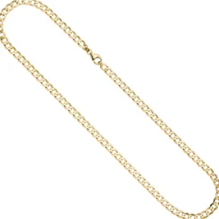 5,7mm Halskette Collier Panzerkette oval flach aus 333 Gold Gelbgold massiv 45cm