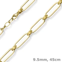 9,5mm Halskette Collier Paper-Clip Kette aus 585 Gold Gelbgold teilmattiert 45cm