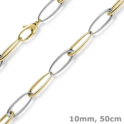 10mm Halskette Collier Phantasiekette aus 585 Gold Gelbgold Weißgold 50cm