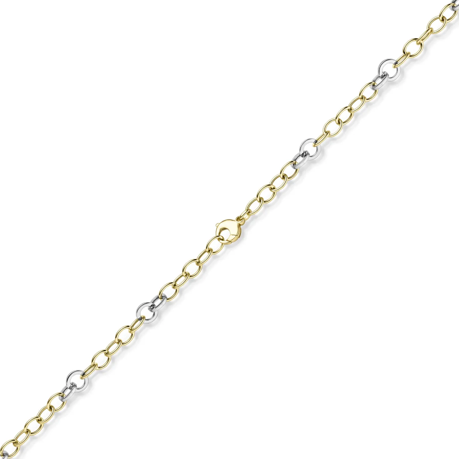9,5mm Halskette Ringel-Kette Collier aus 585 Gold Gelbgold Weißgold bicolor 50cm