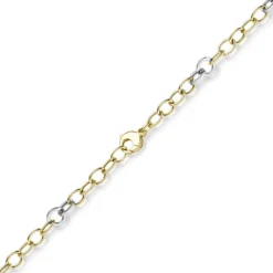 9,5mm Halskette Ringel-Kette Collier aus 585 Gold Gelbgold Weißgold bicolor 50cm