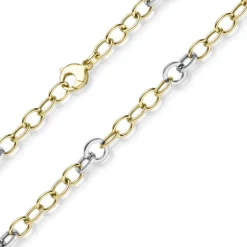 9,5mm Halskette Ringel-Kette Collier aus 585 Gold Gelbgold Weißgold bicolor 50cm