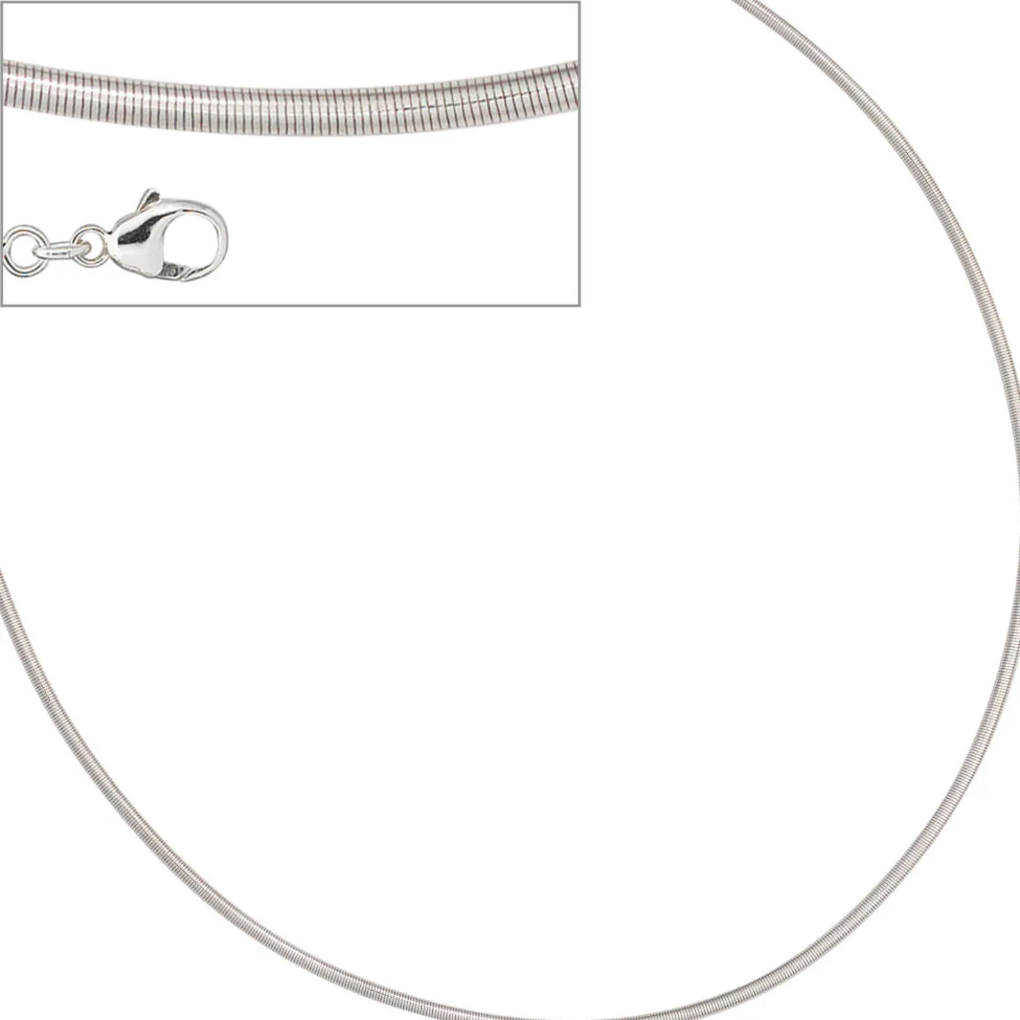 1,8mm Halsreif Collier Halskette Silberkette 925 Silber glänzend 42cm