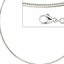 1,5mm Halsreif Omegakette Collier 925 Silber rhodiniert rund 50cm