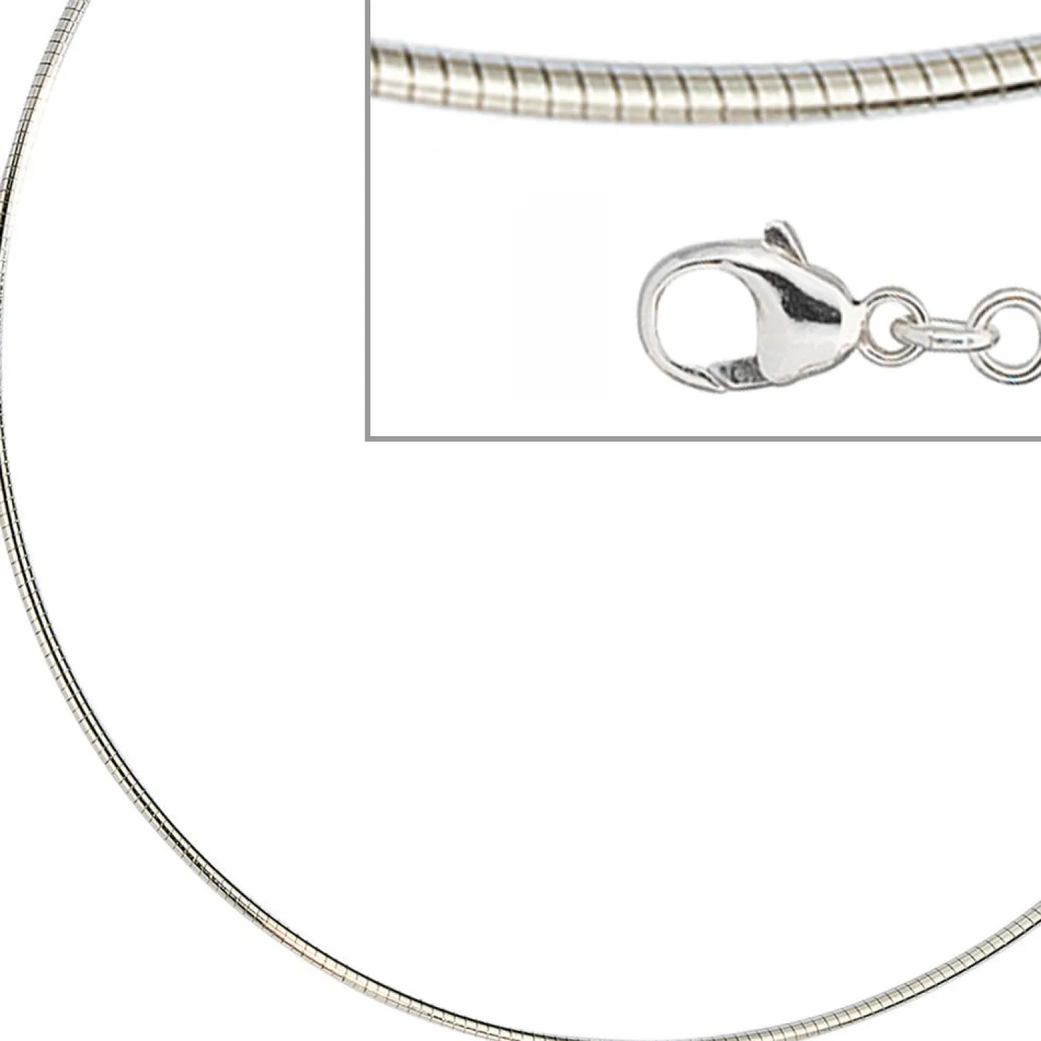 1,5mm Halsreif Omegakette Collier 925 Silber rhodiniert rund 50cm
