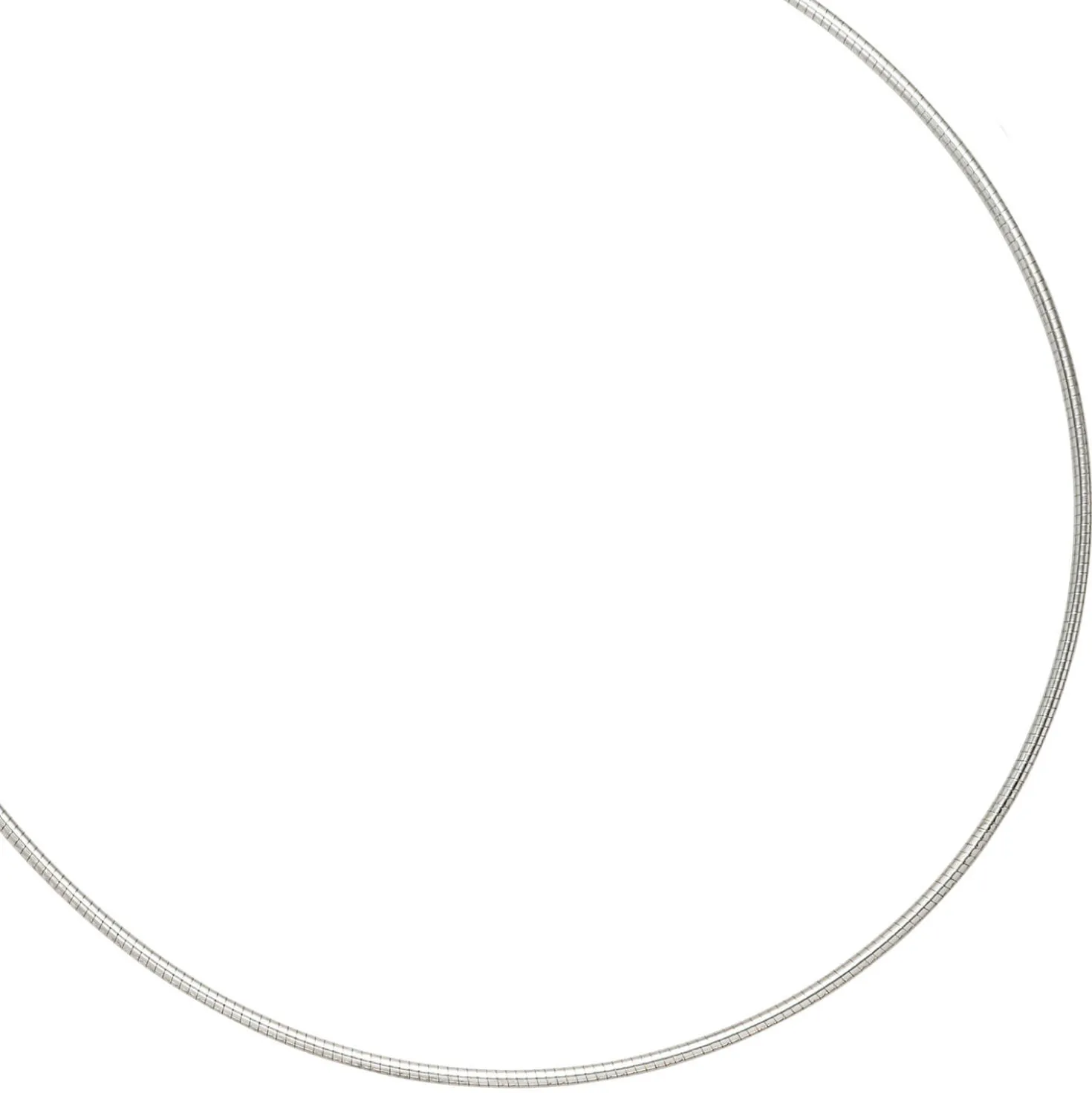 1,5mm Halsreif Omegakette Collier, 925 Silber rhodiniert, rund, 45cm