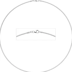 1,5mm Halsreif Omegakette Collier, 925 Silber rhodiniert, rund, 45cm