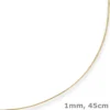 1mm Halsreif Omegakette Tondakette Collier Halskette aus 585 Gold Gelbgold 45cm