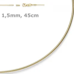 1,5mm Halsreif Omegareif Omegakette Collier 585 Gold Gelbgold 45cm abschraubbar