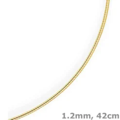 1,2mm Halsreif Omegareif Omegakette Collier 750 Gold Gelbgold, rund, 42cm
