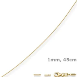 1mm Halsreif Omegareif Omegakette 750 Gold Gelbgold Goldkette 45cm abschraubbar