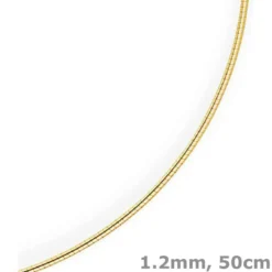 1,2mm Halsreif Omegareif Omegakette Collier 750 Gold Gelbgold, rund, 50cm
