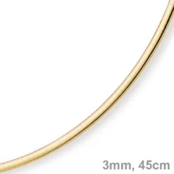 3mm Halsreif Omegareif Omegakette, 585 Gold Gelbgold, Goldkette, 45cm