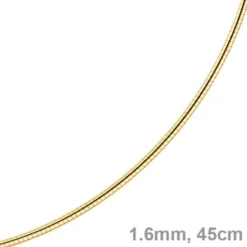 1,6mm Halsreif Omegareif Omegakette, 585 Gold Gelbgold, Goldkette, 45cm