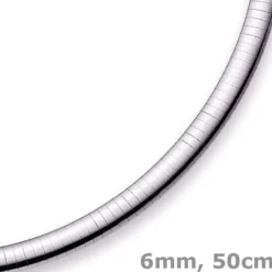 6mm Halsreif Omegareif Omegakette, 585 Gold Weißgold, flach, massiv, 50cm