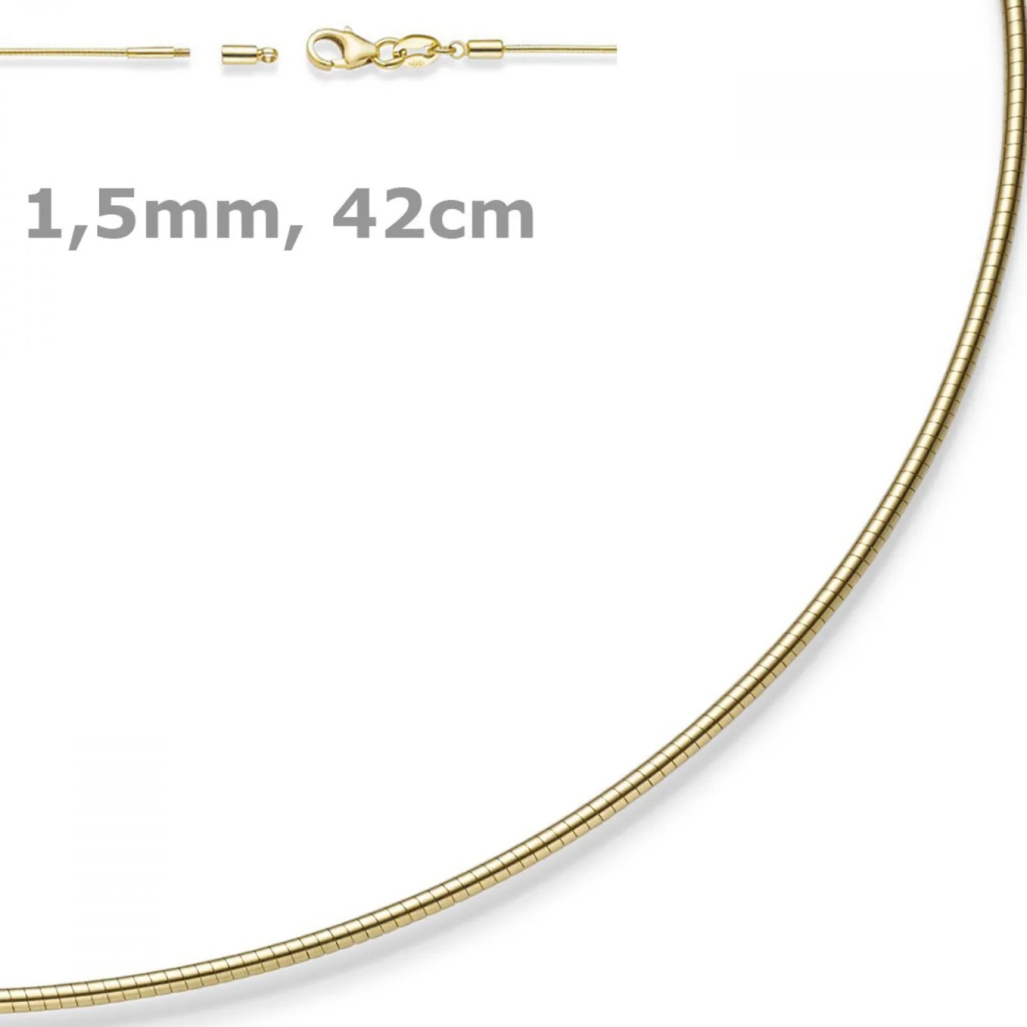 1,5mm Halsreif Omegareif Omegakette Collier 585 Gold Gelbgold 42cm abschraubbar