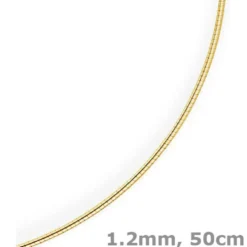 1,2mm Halsreif Omegareif Omegakette Collier 585 Gold Gelbgold, rund, 50cm