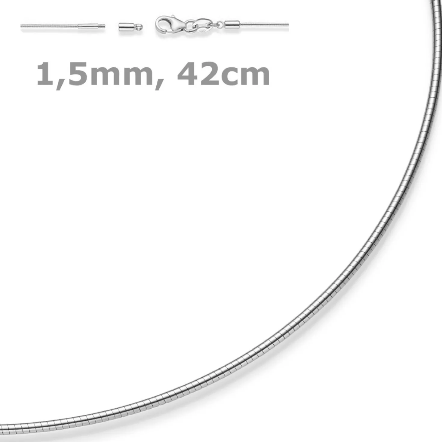 1,5mm Halsreif Omegareif Omegakette Collier 585 Gold Weißgold 42cm abschraubbar