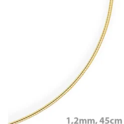 1,2mm Halsreif Omegareif Omegakette, 585 Gold Gelbgold, Goldkette 45cm