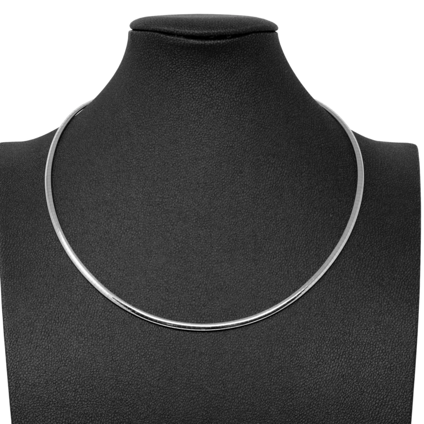 3mm Halsreif Omegareif Omegakette flach 750 Gold Weißgold Goldkette 50cm