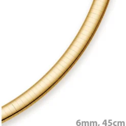6mm Halsreif Omegareif Omegakette, 585 Gold Gelbgold, flach, massiv, 45cm