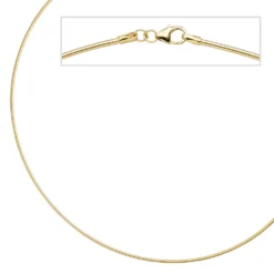 1,5mm Halsreif Omegareif 925 Silber gelbgold vergoldet 50cm Halsschmuck Damen