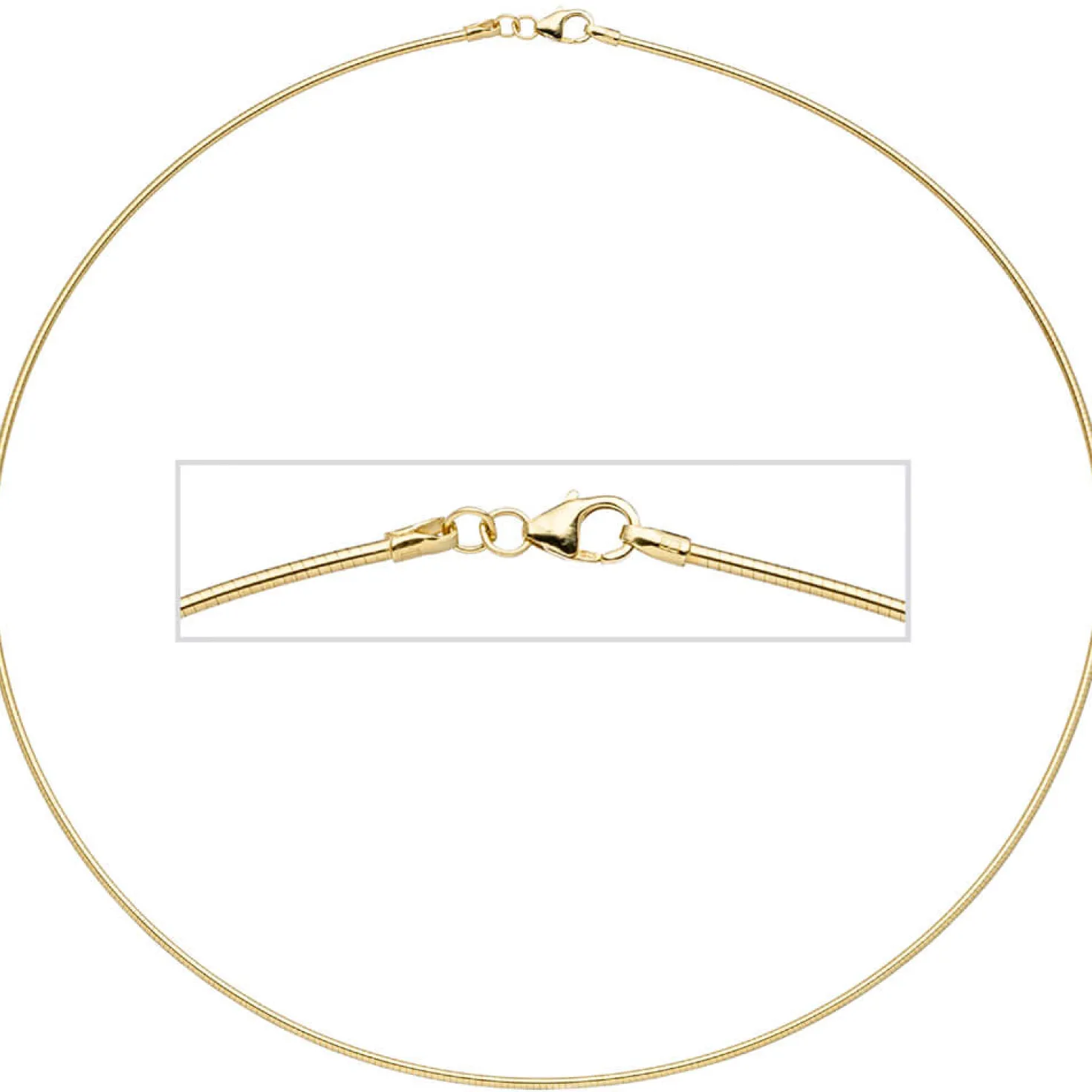 1,5mm Halsreif Omegareif 925 Silber gelbgold vergoldet 50cm Halsschmuck Damen