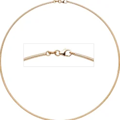 1,8mm Halsreif Reif Collier 14Kt 585 Gold Rotgold, 45cm