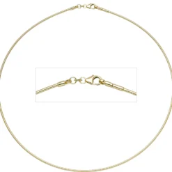 1,5mm Halsreif Reif Kette Collier, 333 Gold Gelbgold, Omegakette, 42cm