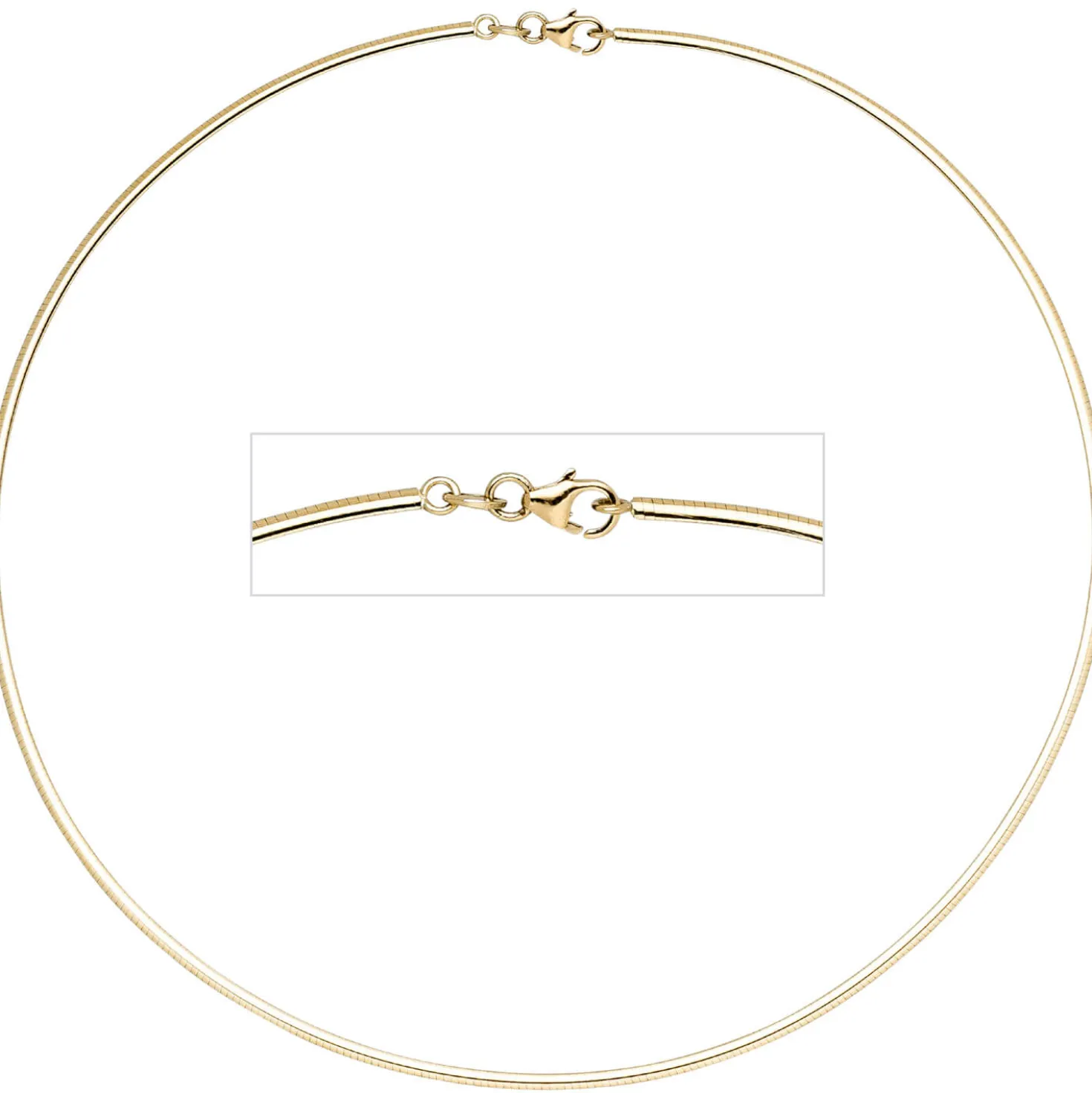 2mm Halsreif Reif Kette, 333 Gold Gelbgold, flach, 42cm