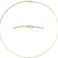 2mm Halsreif Reif Kette, 585 Gold Gelbgold, flach, 42cm