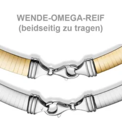 2,5mm Halsreif Wendeomegareif Collier flach, 750 Gold Gelbgold & Weißgold 50cm