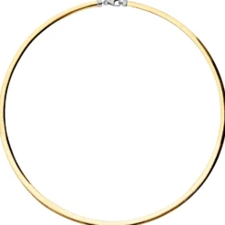 4mm Halsreif Wendeomegareif Collier flach, 585 Gold Gelbgold & Weißgold 45cm