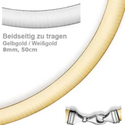 8mm Halsreif Wendeomegareif Collier flach 750 Gold Gelbgold & Weißgold 50cm Damen