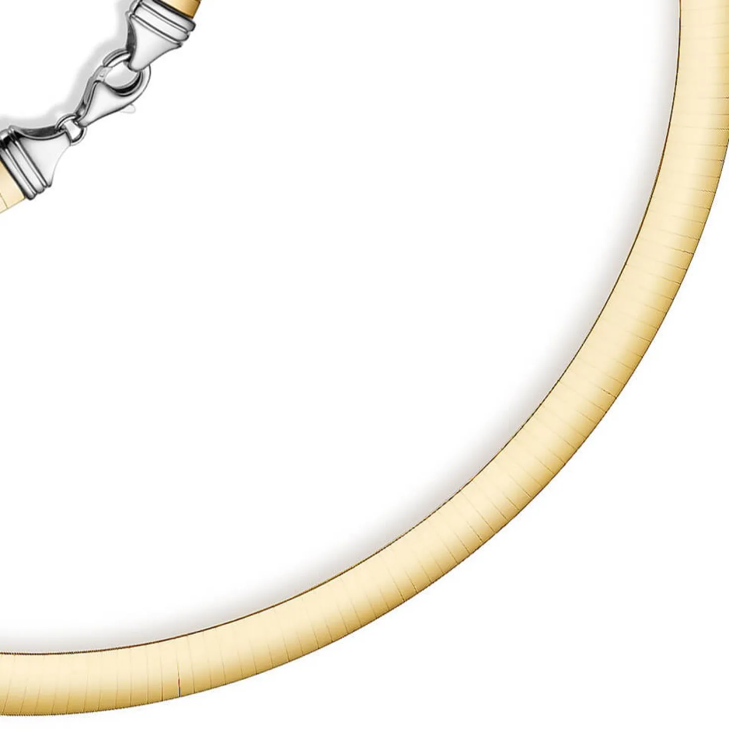 8mm Halsreif Wendeomegareif Collier flach 750 Gold Gelbgold & Weißgold 42cm Damen