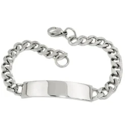 6,5mm Herren Schildband Panzer-Armband aus Edelstahl mit Gravurplatte 20cm