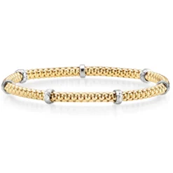 4mm Himbeer-Armband mit Rollo elastisch 585 Gold Gelbgold Weißgold stretch