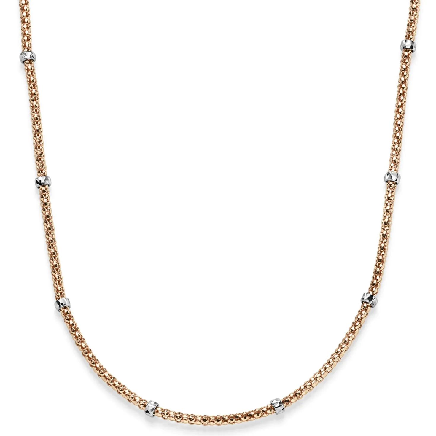 1,5mm Himbeer Collier Halskette aus 750 Rotgold mit Rollos aus 750 Weißgold 50cm