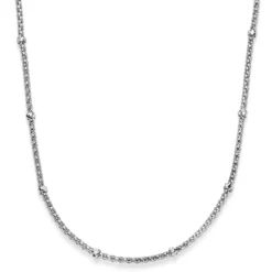 1,5mm Himbeer Collier Halskette mit Rollos Halsschmuck aus 750 Weißgold 50cm