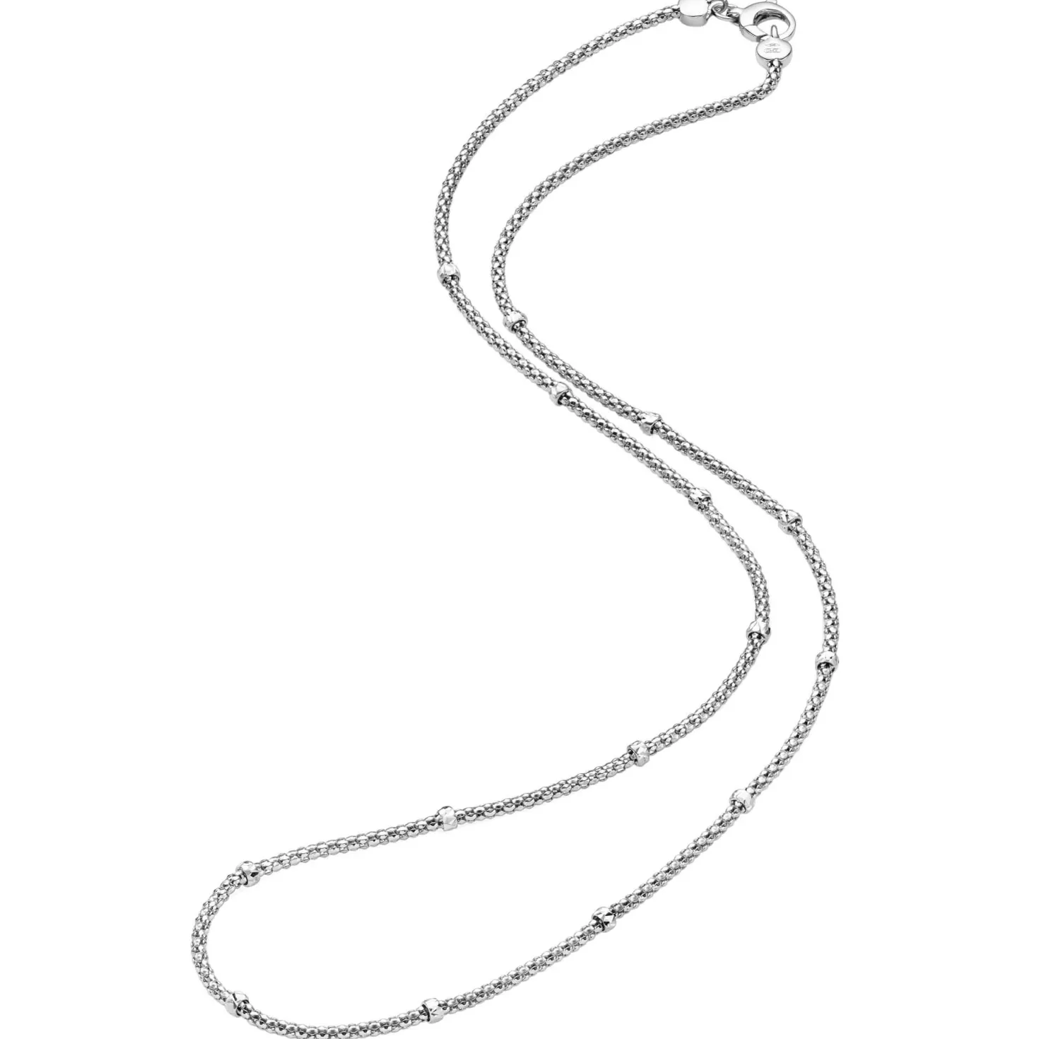 1,5mm Himbeer Collier Halskette mit Rollos Halsschmuck aus 750 Weißgold 50cm