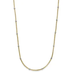1,5mm Himbeer Collier Halskette aus 585 Gelbgold mit Rollos aus 585 Weißgold 45cm