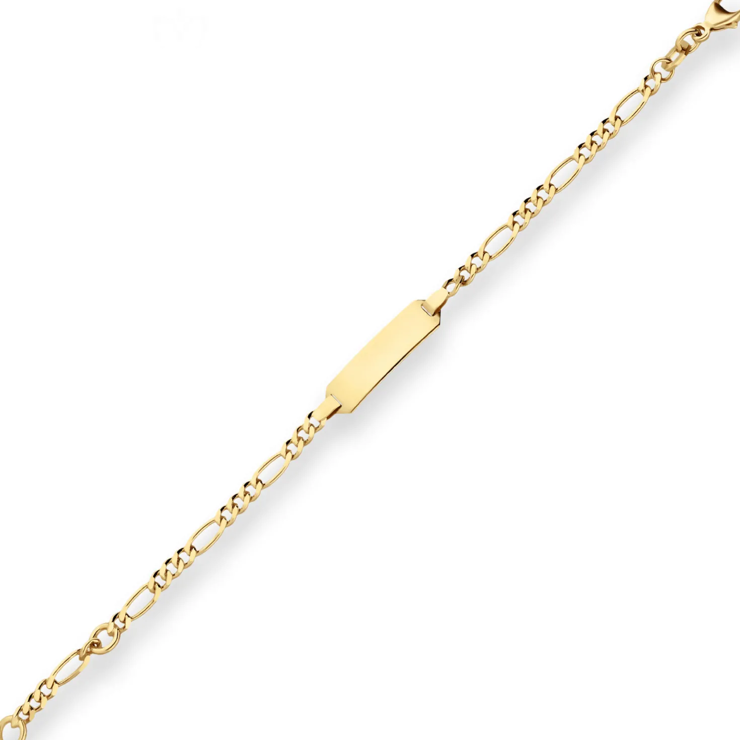 2,8mm Id-Armband Figarokette diamantiert Schildband aus 750 Gold Gelbgold 14cm