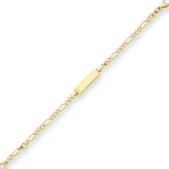 2,8mm Id-Armband Figarokette diamantiert Schildband aus 750 Gold Gelbgold 14cm
