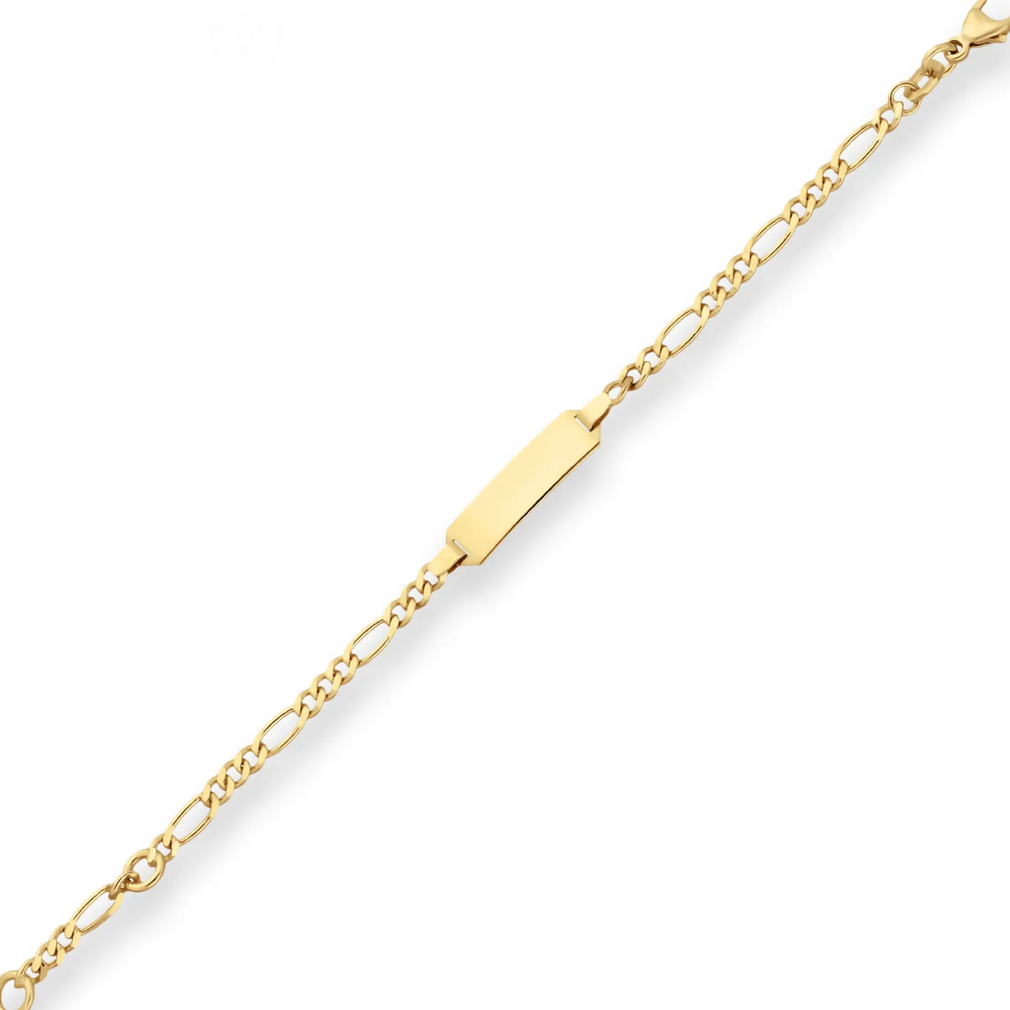 2,8mm Id-Armband Figarokette diamantiert Schildband aus 750 Gold Gelbgold 14cm