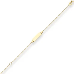 1,1mm Id-Armband Figarokette diamantiert aus 585 Gold Gelbgold 14cm