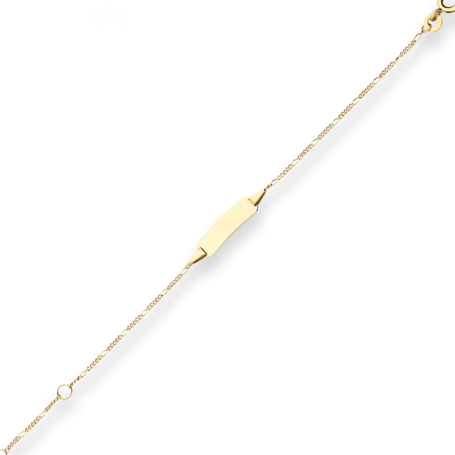 1,1mm Id-Armband Figarokette diamantiert aus 585 Gold Gelbgold 14cm